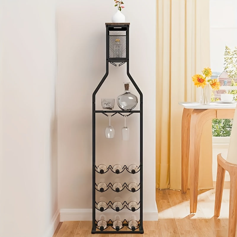 1pc independent drunk driving, can be installed on a steel structure in a fixed position. Includes an 11-bottle wine bread rack, 5-tier freestanding wine rack with glass holder, home bar