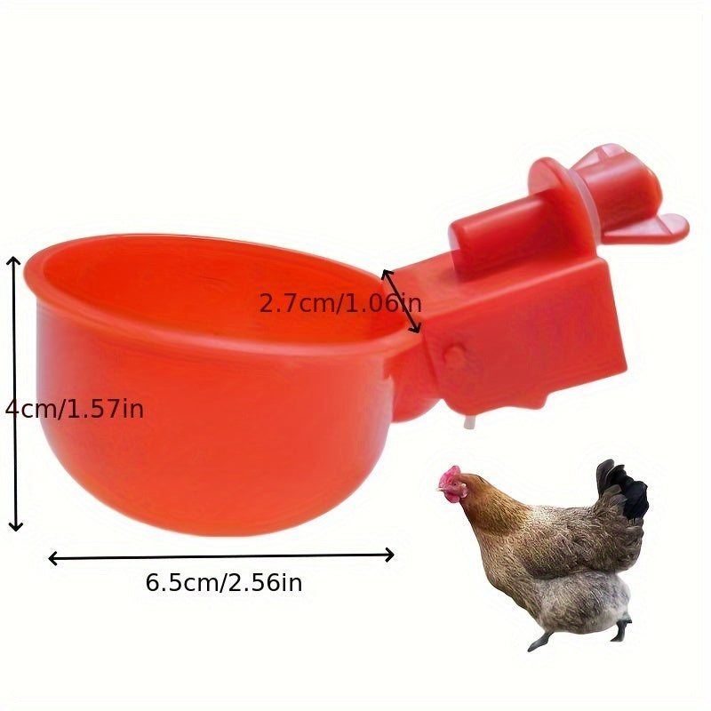 Battery-free automatic plastic water fountain for chickens and poultry.