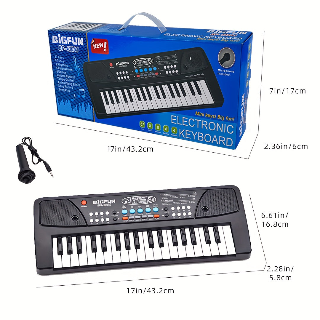 37-Key Digital Piano Keyboard with Microphone - Ideal for Music Education, Interactive Learning, and Teaching Beginners - Battery-Powered Piano for Enthusiasts.