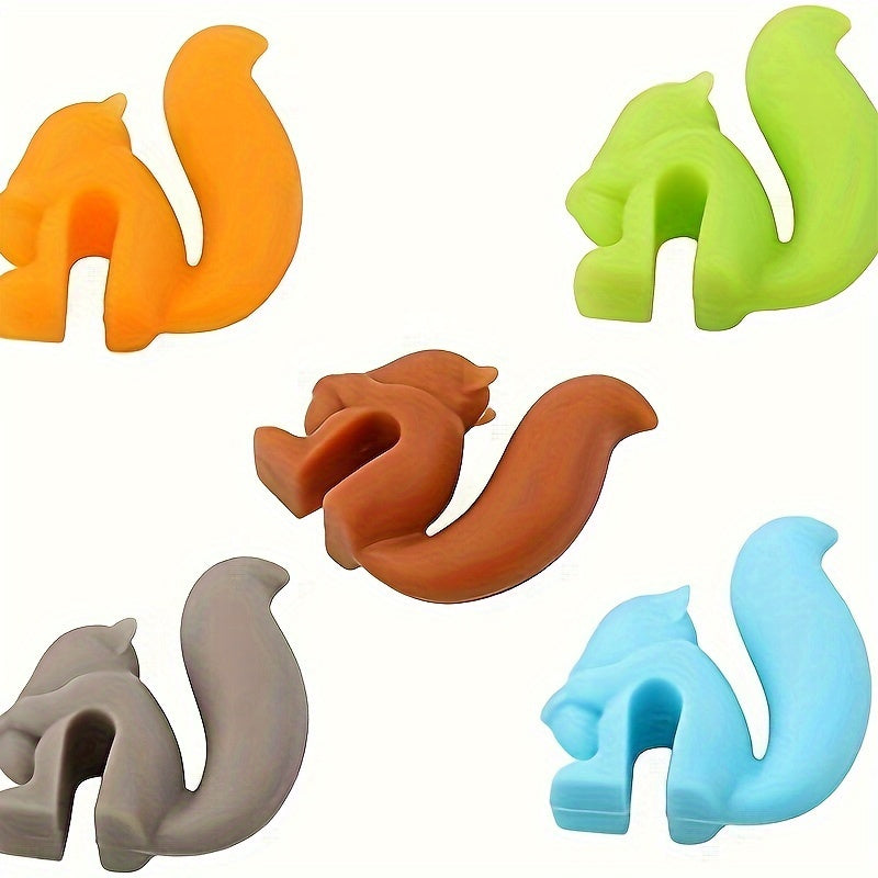 Set of 8 pieces, set of 15 pieces, set of 5 pieces, silicone squirrel tea bag holder set, hanging cup drink accessories, cup rim tea bag holder, colorful drink companion, cup identification, excellent gift option.