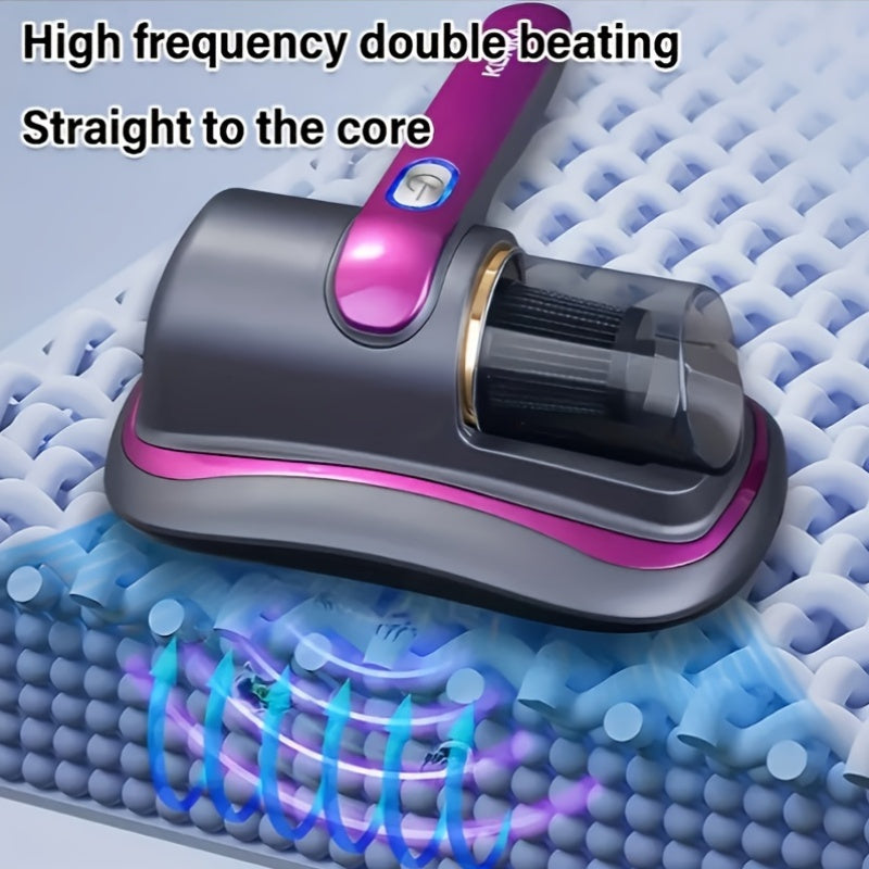 Rechargeable handheld vacuum for home and car cleaning, ideal for beds, sofas, pet hair, and carpets.