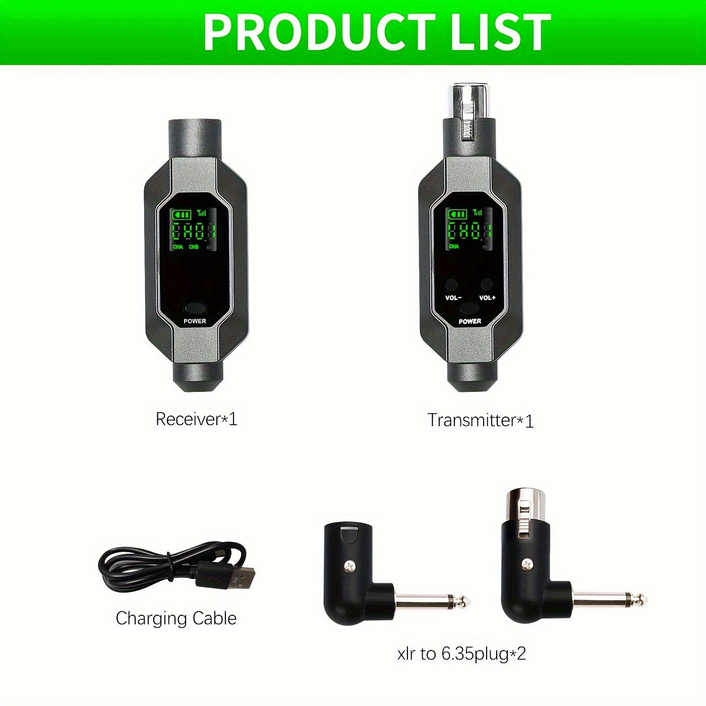 Heikuding Wireless XLR Microphone System with USB Charging, Compatible with various audio devices.