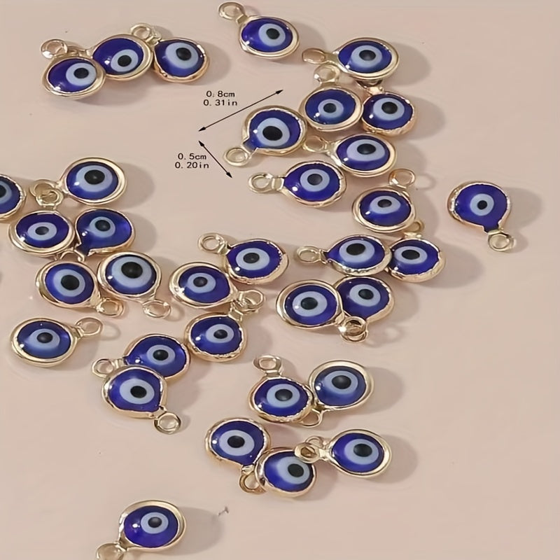 30 pieces of Blue Evil Eye Charms, Resin Pendant Beads for Crafting Jewelry, DIY Bracelets, Necklaces, and Earrings Accessories.