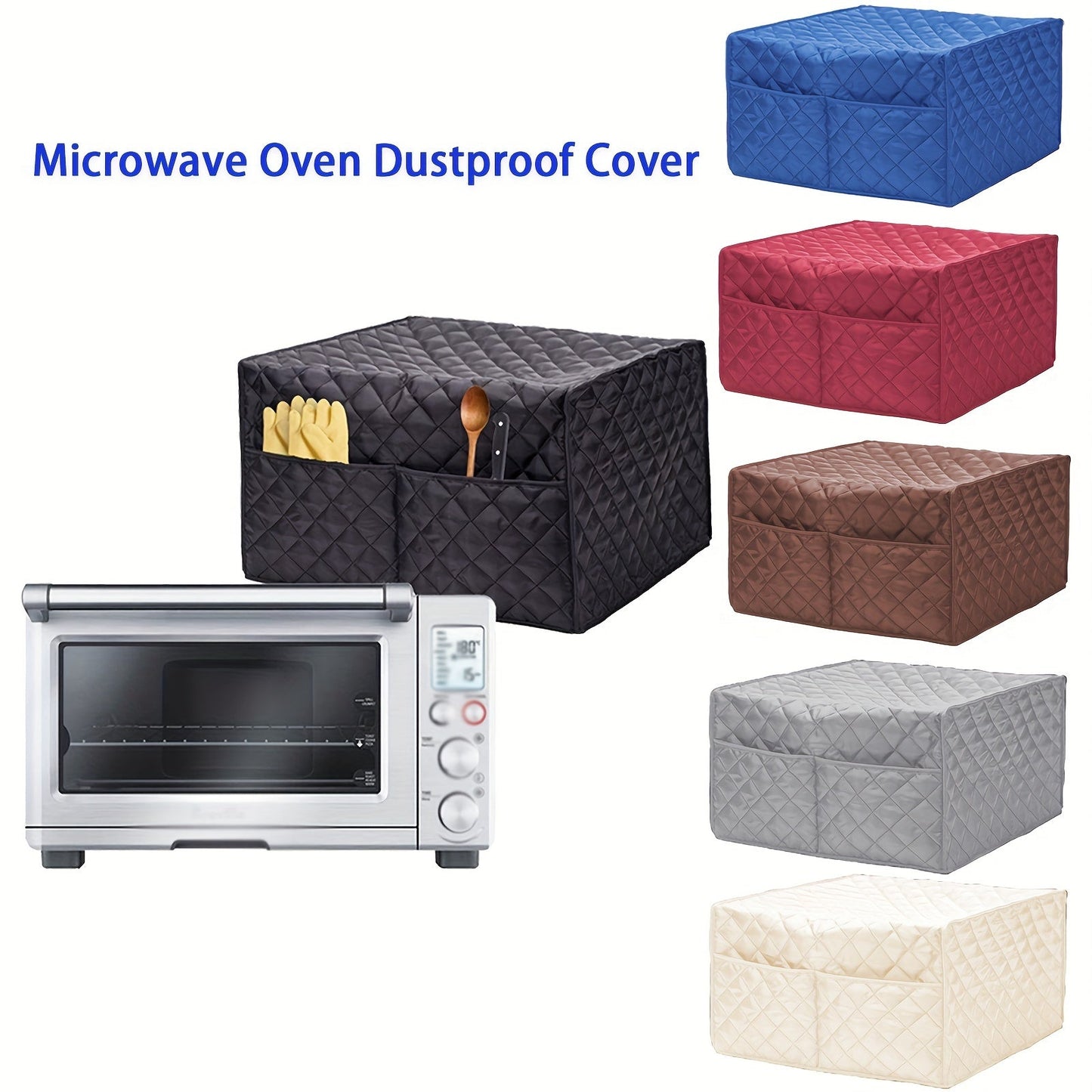 Dustproof Convection Toaster Oven Cover with 2 Accessory Pockets - Safeguards Stand Smart Oven, Toaster Oven, Small Kitchen Appliances, Mixer, Coffee Maker, and Toaster Machine - Convenient Storage and Simple Cleaning