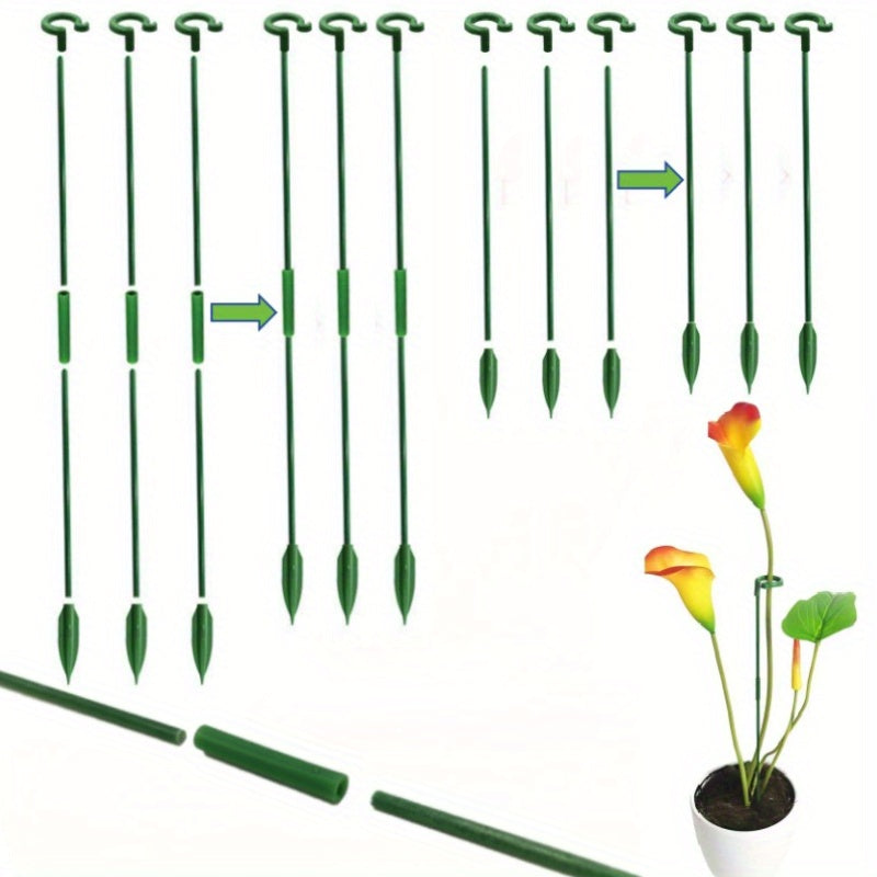 Set of 12 plant support rods for increasing height of frames for indoor and outdoor potted plants.