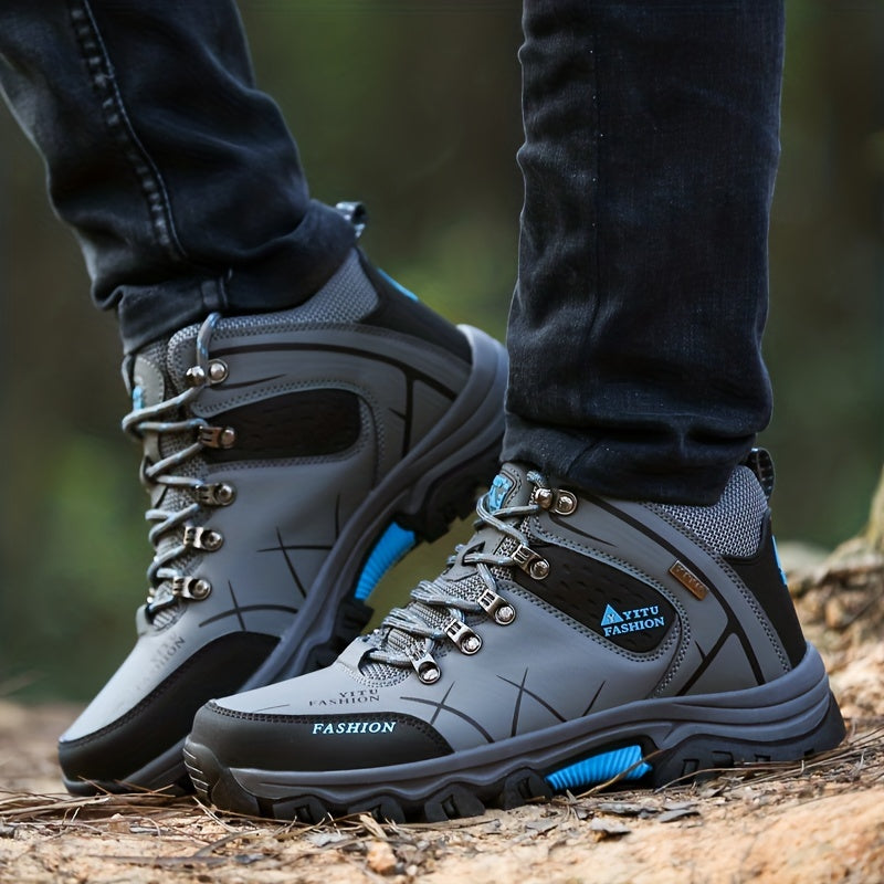 Men's Lace-up Boots, High Top Sneakers, Outdoor Hiking Shoes