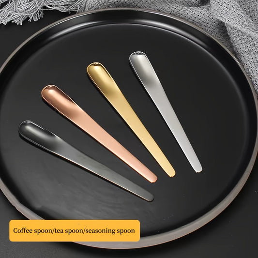 The set includes six high-quality stainless steel spoons, each 4.84 inches in length. The spoons can be used for stirring cocktails, serving mini ice cream, enjoying Italian espresso, and indulging in milkshakes, puddings, yogurt, and coffee. They are