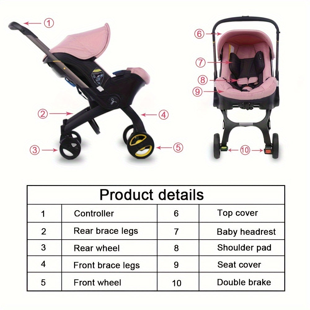 Lightweight folding high landscape baby stroller, suitable for mall, supermarket, and outdoor use, with multi-functional features.