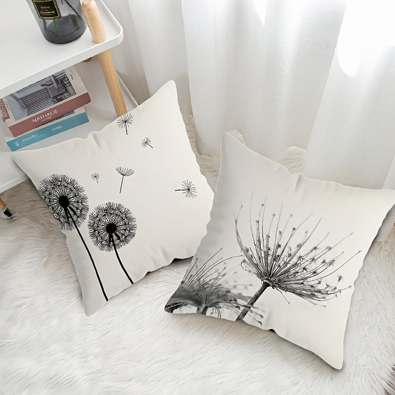 Add a touch of nature to your home or car decor with this Dandelion Print Square Cushion Cover measuring 44.96cm. Featuring a zippered closure and a single-sided design, this cover is made of machine washable polyester for easy care. (Pillow insert not