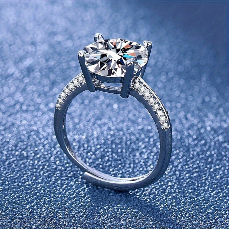 Stunning 5-Carat Moissanite Ring for Women, August Birthstone on Platinum Finish, Ideal for Everyday Wear or Special Gift