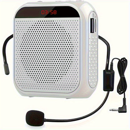 HOTU 1pc High-Definition Portable Voice Amplifier - USB Rechargeable Wired Headset Microphone with Crystal Clear Sound for Teachers, Meetings, and Tour Guiding. Black color.