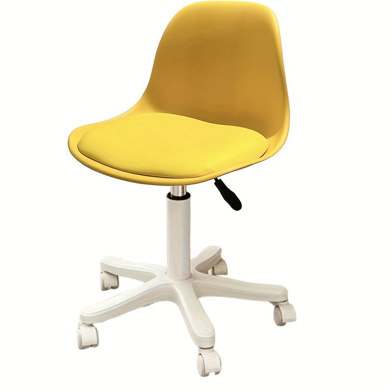 Modern task chair with adjustable height, swivel function, spindle back, sponge cushion, hardwood frame, metal base, and nylon casters. Rotating design with easy clean and no electricity