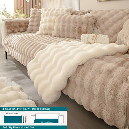 Winter plush sofa cover, anti-slip, dustproof slipcover for couch in living room, office, bedroom, home decor.