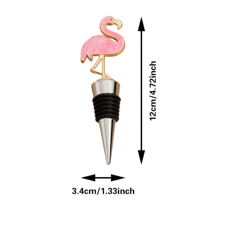 1 piece Flamingo Bottle Stopper for wine lovers and home bars, made of resin for decoration and gifting.