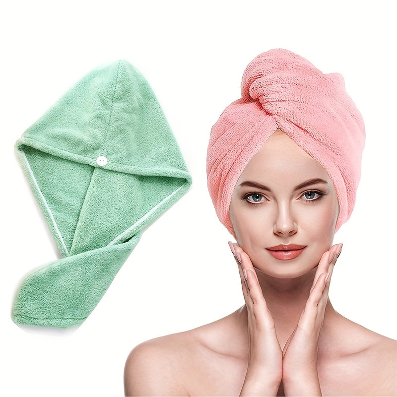 Lightweight cotton hair towel wrap for women with quick-dry knit fabric, hooded design for easy wear, ideal for bathroom use.