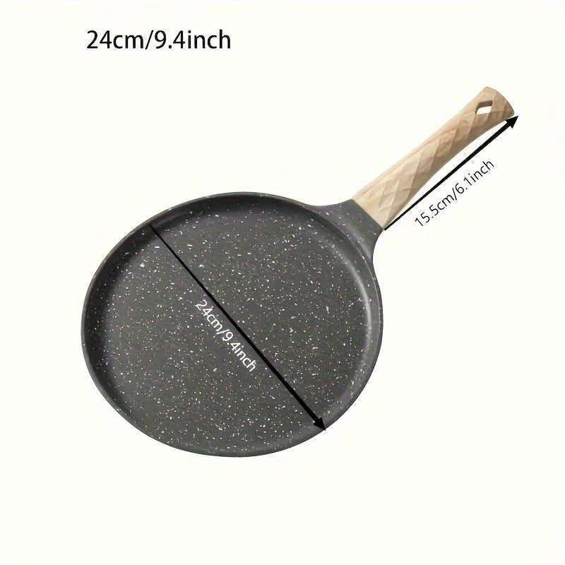 Aluminum Crepe Pan with Non-Stick Coating, Safe for Induction Stovetops, Versatile Skillet for Making Tortillas, Pancakes, and Wraps, PFOA-Free Kitchen Cookware, Hand Wash Only with Aluminum Handle, Size: 28cm/11inch