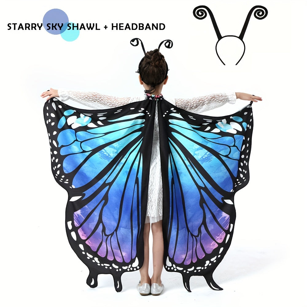 Upgrade your little girl's Halloween and birthday party look with the Girls' Adorable Butterfly Wings Costume featuring a stylish black headband. Transform into a princess with this perfect dress-up accessory from GDBY.