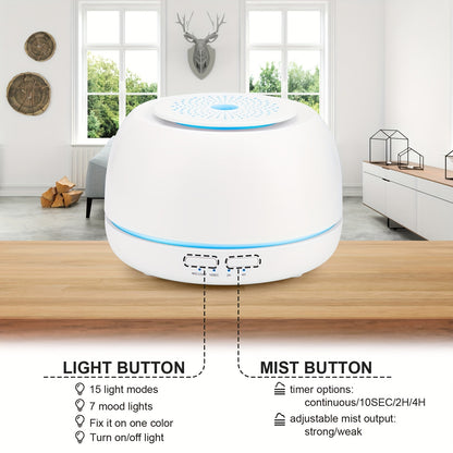 COOLUCK Essential Oil Diffuser 300ML: Aromatherapy mist, 5-In-1 humidifier with 7 color LED lights for home, office, bedroom.