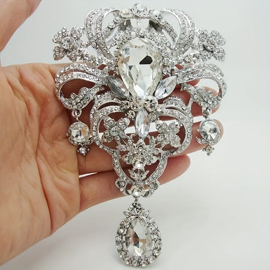 Beautiful Crystal Floral Brooch Pin with Sparkling Rhinestones and Alloy Base - Perfect Gift for a Special Occasion