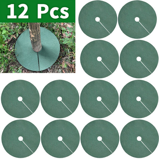 12pcs Thickened Non Woven Tree Protection Rings, Circular Grass-proof Fabric Covers in 26.92/41.91/61.98cm sizes for Weed Control.