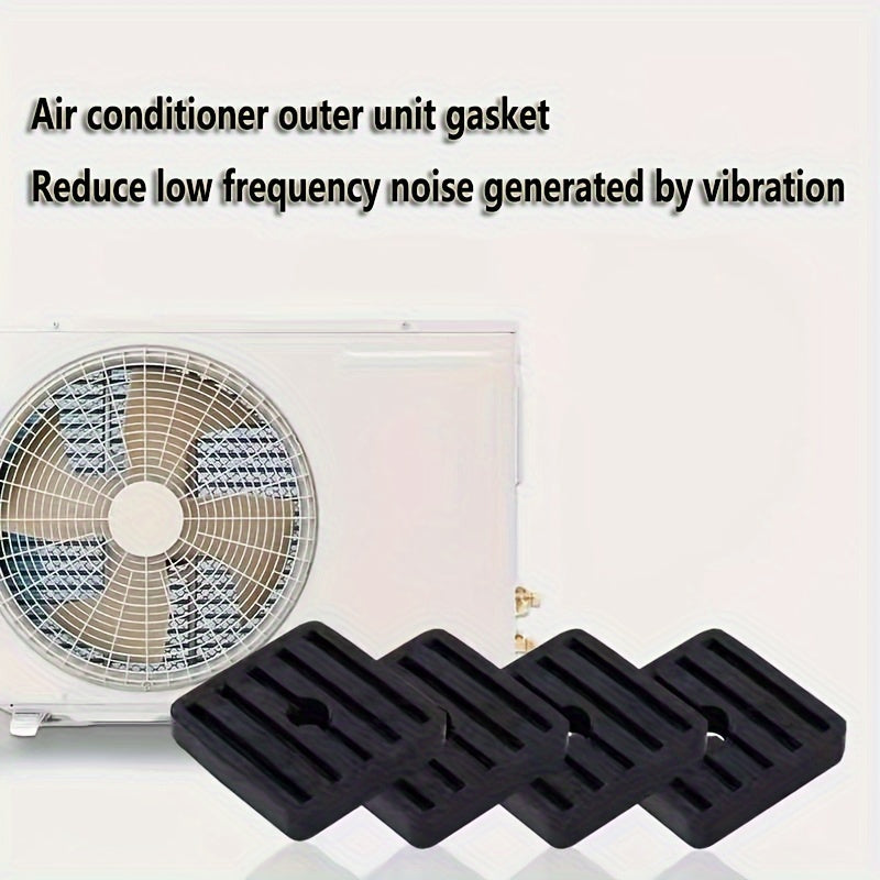 Air conditioning gaskets available in 4 or 8 pieces to reduce low frequency noise caused by vibration, extending the life of air conditioning units. Made of rubber insulation material.