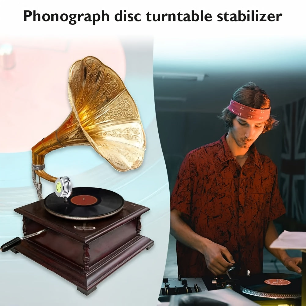 Aluminiy qotishmasidan tayyorlangan, 50Hz yuqori aniqlikdagi vinyl rekord stabilizatori, ovoz sifatini va barqarorligini oshirish uchun havo darajasiga ega. DJlar uchun ideal, batareya talab qilinmaydi.