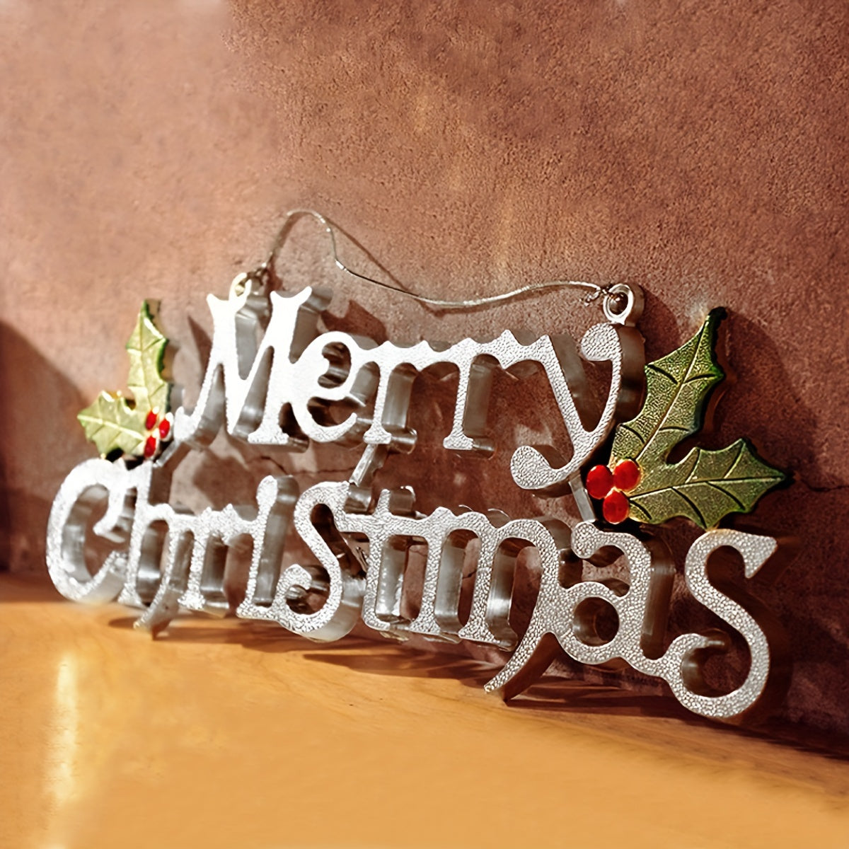 Christmas Hanging Sign - Gold and Silver Letter Decoration, Plastic Holiday Ornament