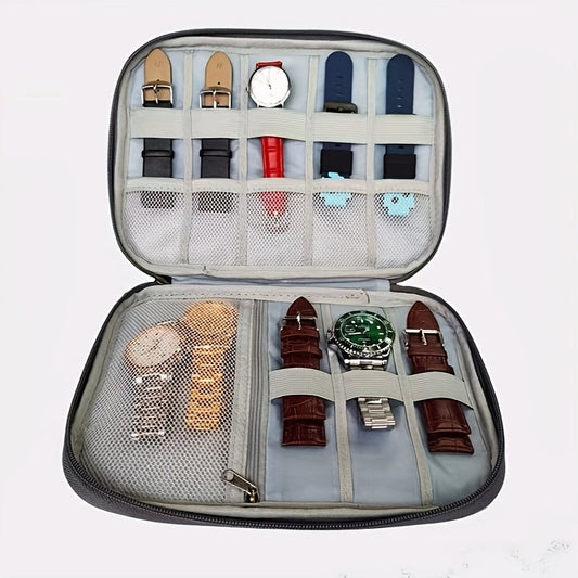 High-Quality Black Watch Storage Pouch - Elegant Oval Display Case for Watches, Jewelry & Accessories crafted from Polyester