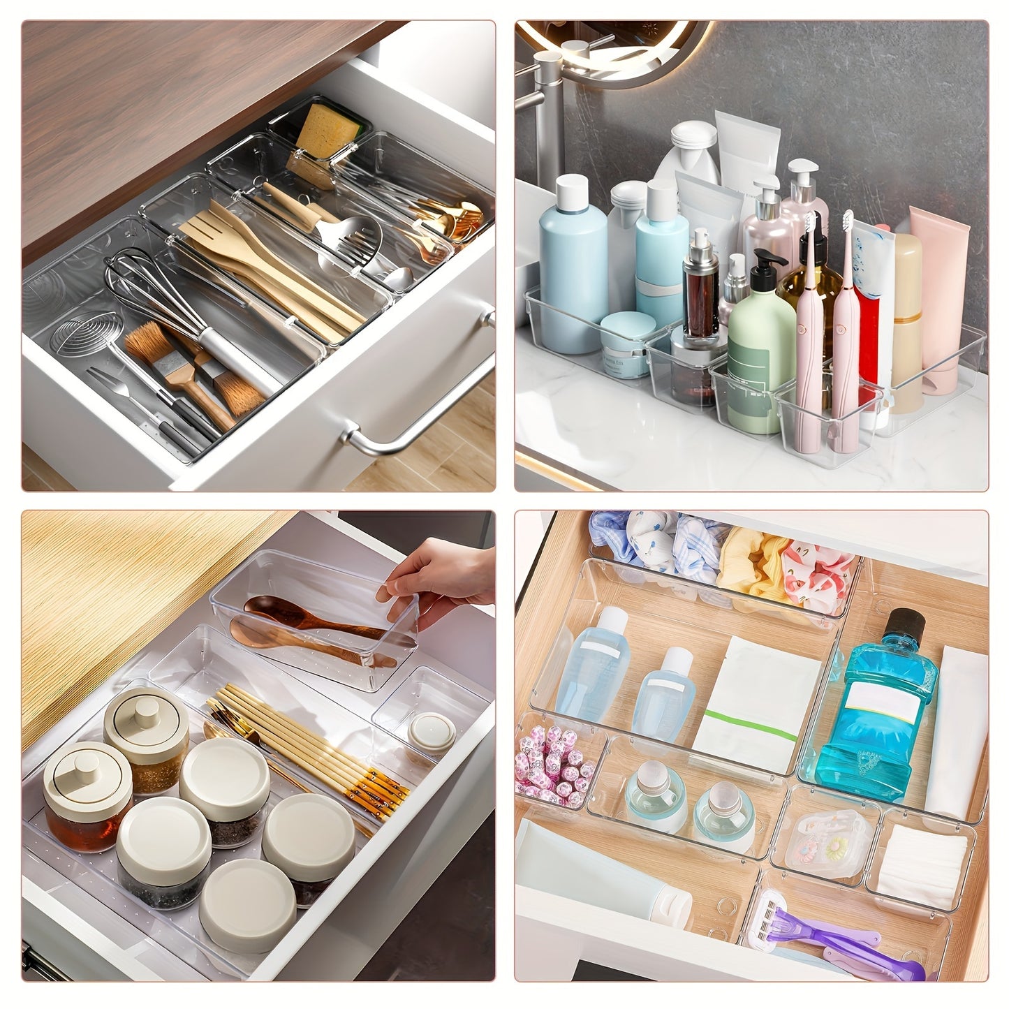 Versatile transparent storage box for home organization.