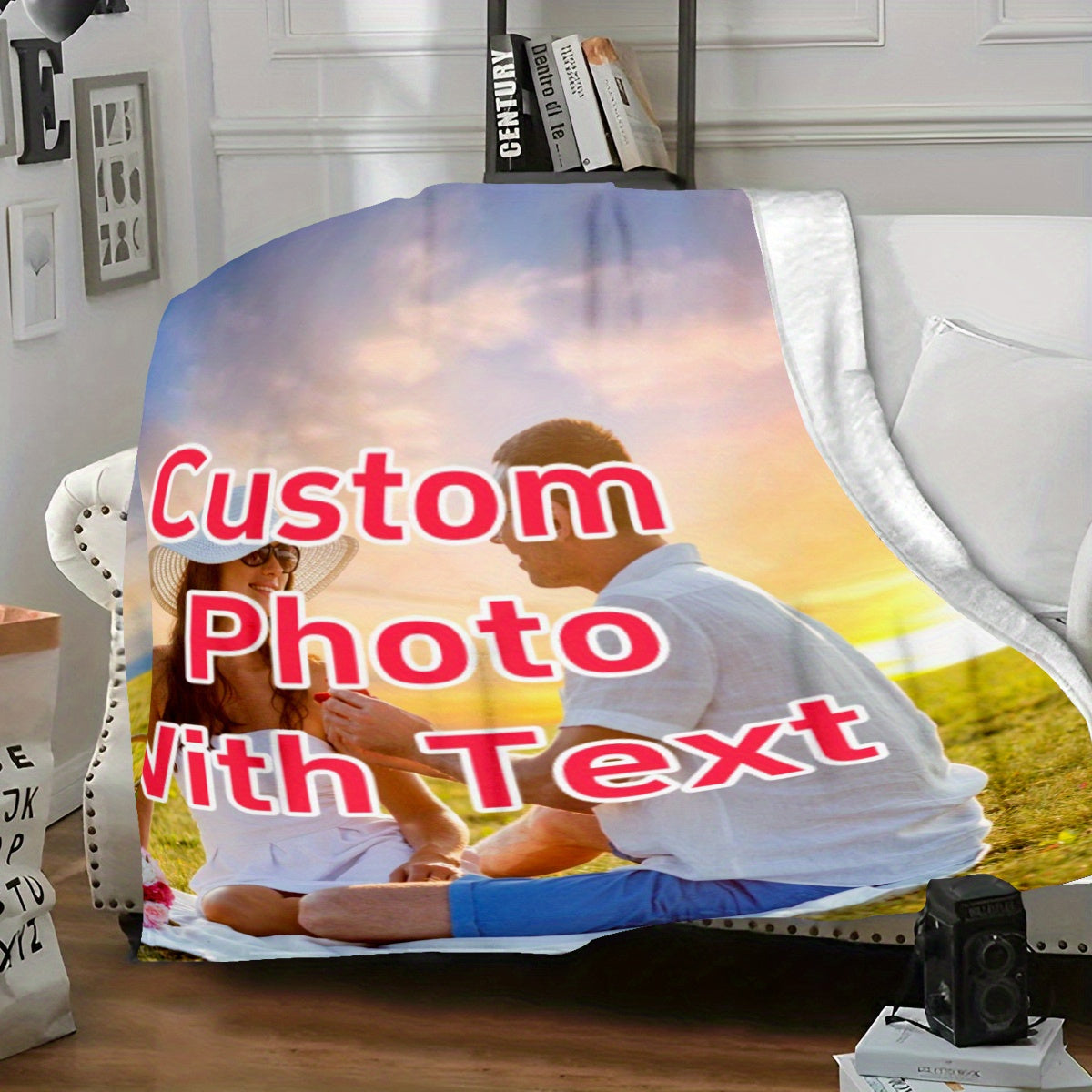 Create your own photo blanket set - Add your own picture and text for a unique touch! Ideal for birthdays, weddings, graduations, and Christmas. This cozy flannel gift is perfect for families, pets, and adults. Enjoy all-season comfort with this