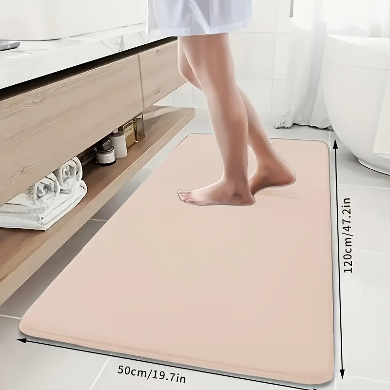 Soft and durable polyester bathroom mat with geometric design, ideal for shower, bathtub, bedroom, and living room. Versatile and non-slip, it is highly absorbent and machine washable.