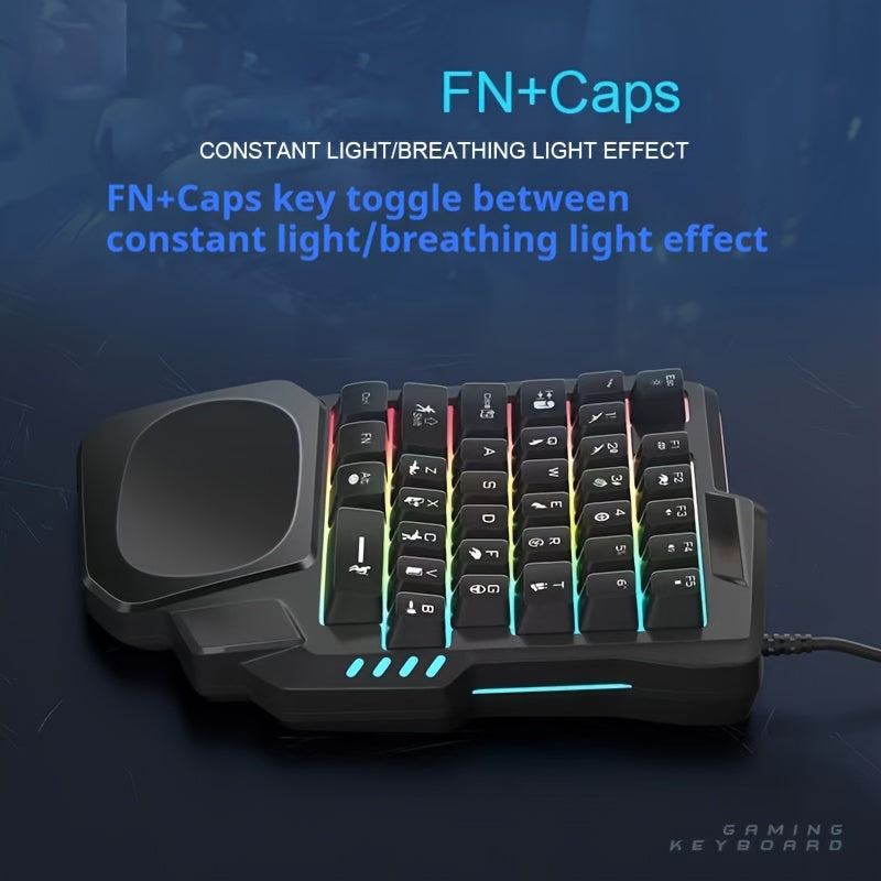 Mobile gaming keyboard and mouse combo with RGB lighting, connectivity, and mechanical feel for PUBG Mobile and other mobile games.