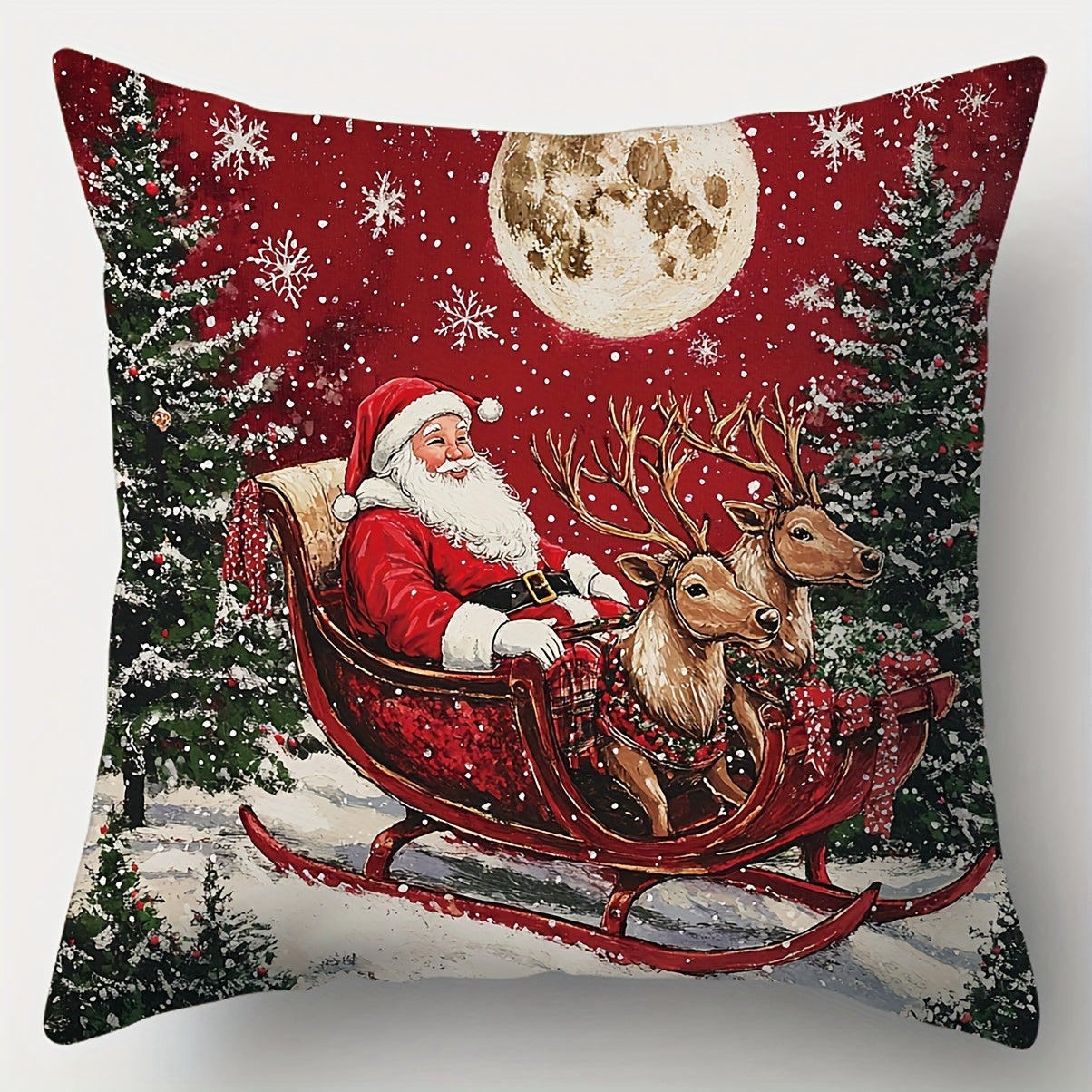 Set of 4 modern Christmas throw pillow covers, woven polyester, hand-washable, zippered, festive holiday prints, sofa and living room décor, 45.01x45.01 cm, insert not included.