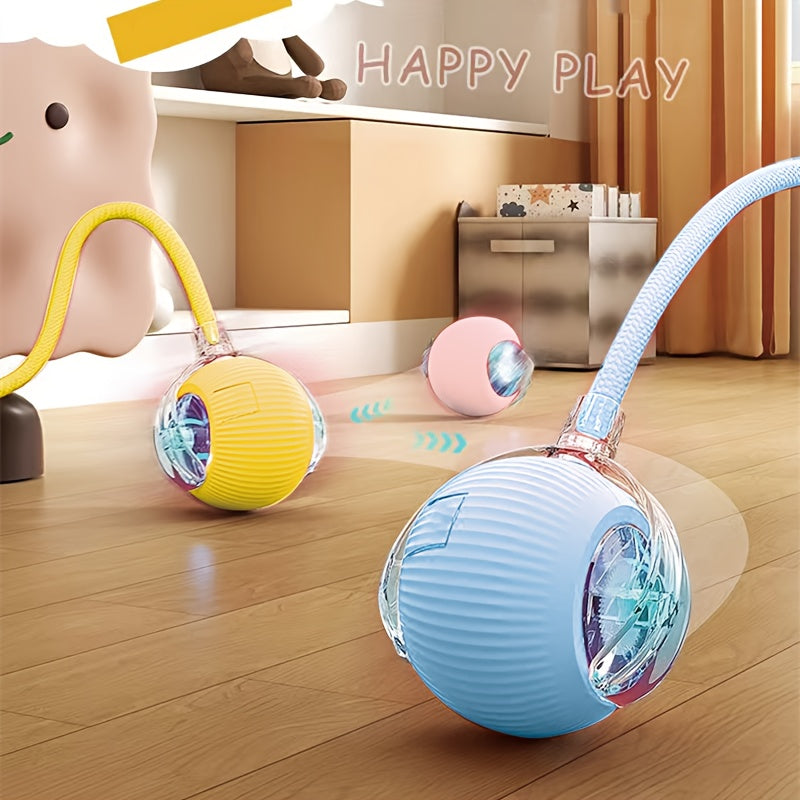 Durable USB rechargeable cat toy ball provides interactive play for cats and dogs to relieve boredom with smart electric play.