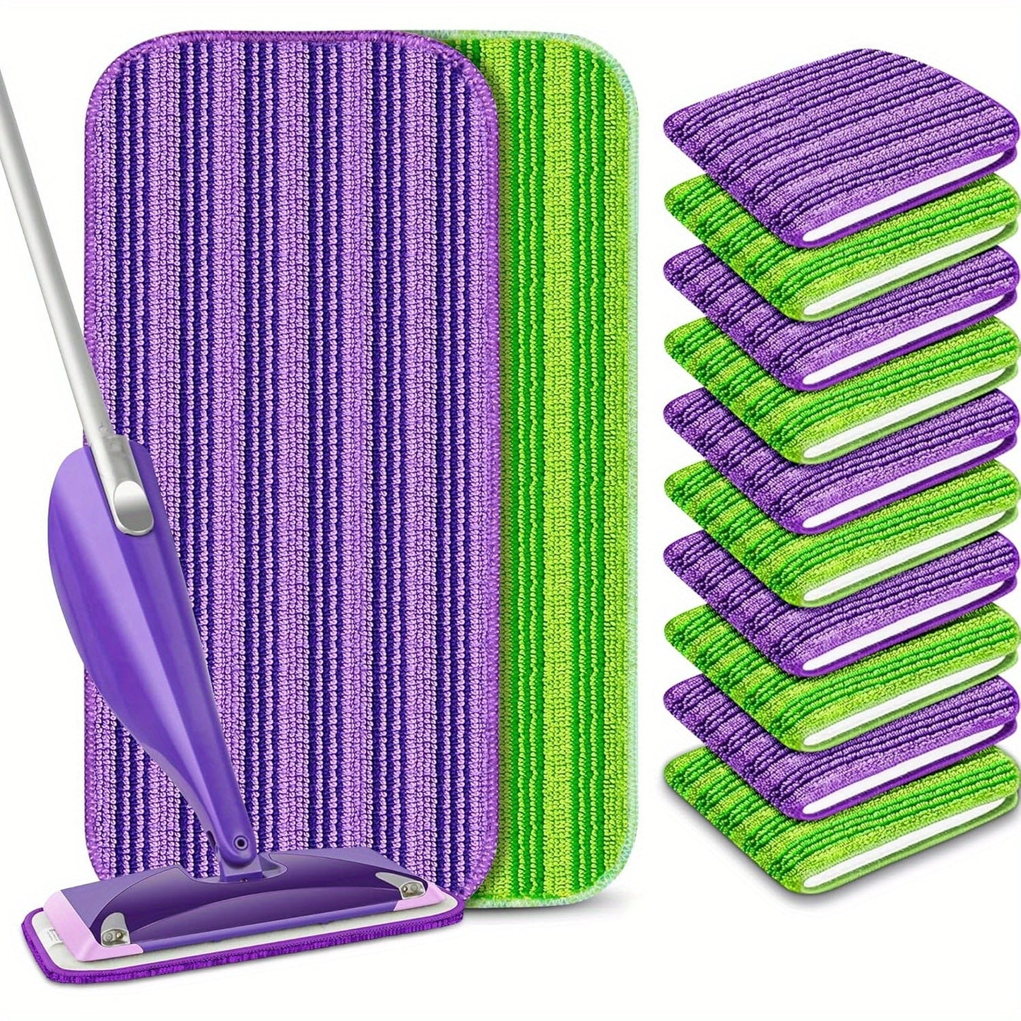 Reusable Mop Pads in a 12-Pack, Designed for Swiffer Wet Jet, Washable Microfiber Mop Heads for Dry and Wet Cleaning at Home