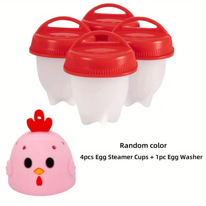 Set of 1 Non-Stick Silicone Egg Cooker - Easy to Clean Hard-Boiled Egg Holder, No Shell Egg Boiling Cups, Quick Poaching Egg Molds for Breakfast, Available in Various Colors