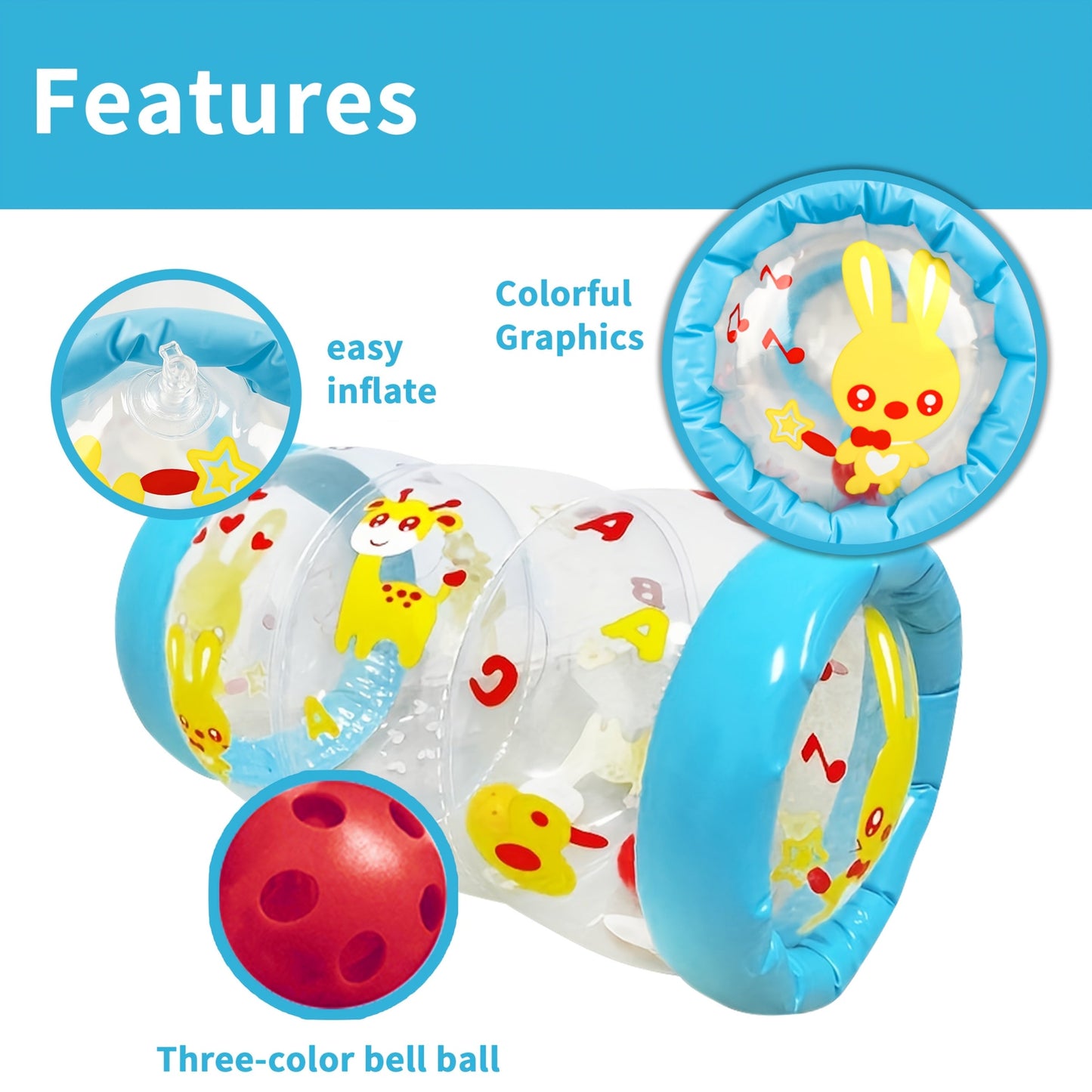 Promote Crawling and Early Development with Baby Crawling Toys, Featuring a Roller with Rattle and Ball, Adorable Animal Design for Enhanced Gross Motor Skill Development.