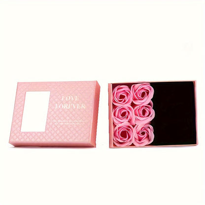 Valentine's Day gift box includes 12 items such as soap flowers, lipstick gift box, necklace jewelry box, and party favors.