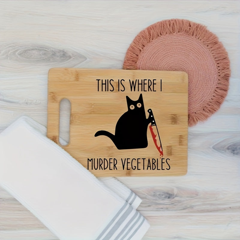 Get your hands on this unique and funny Killer Cat Engraved Bamboo Cutting Board for a creative housewarming gift or Halloween gift for your friends. Perfect for adding a touch of humor to your kitchen decor!