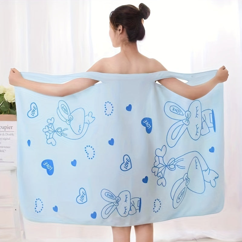 Cute Rabbit Bath Wrap Towel: Absorbent & Quick-drying, Super Soft, Ideal for Women in Bathroom, Bedroom, Spa.