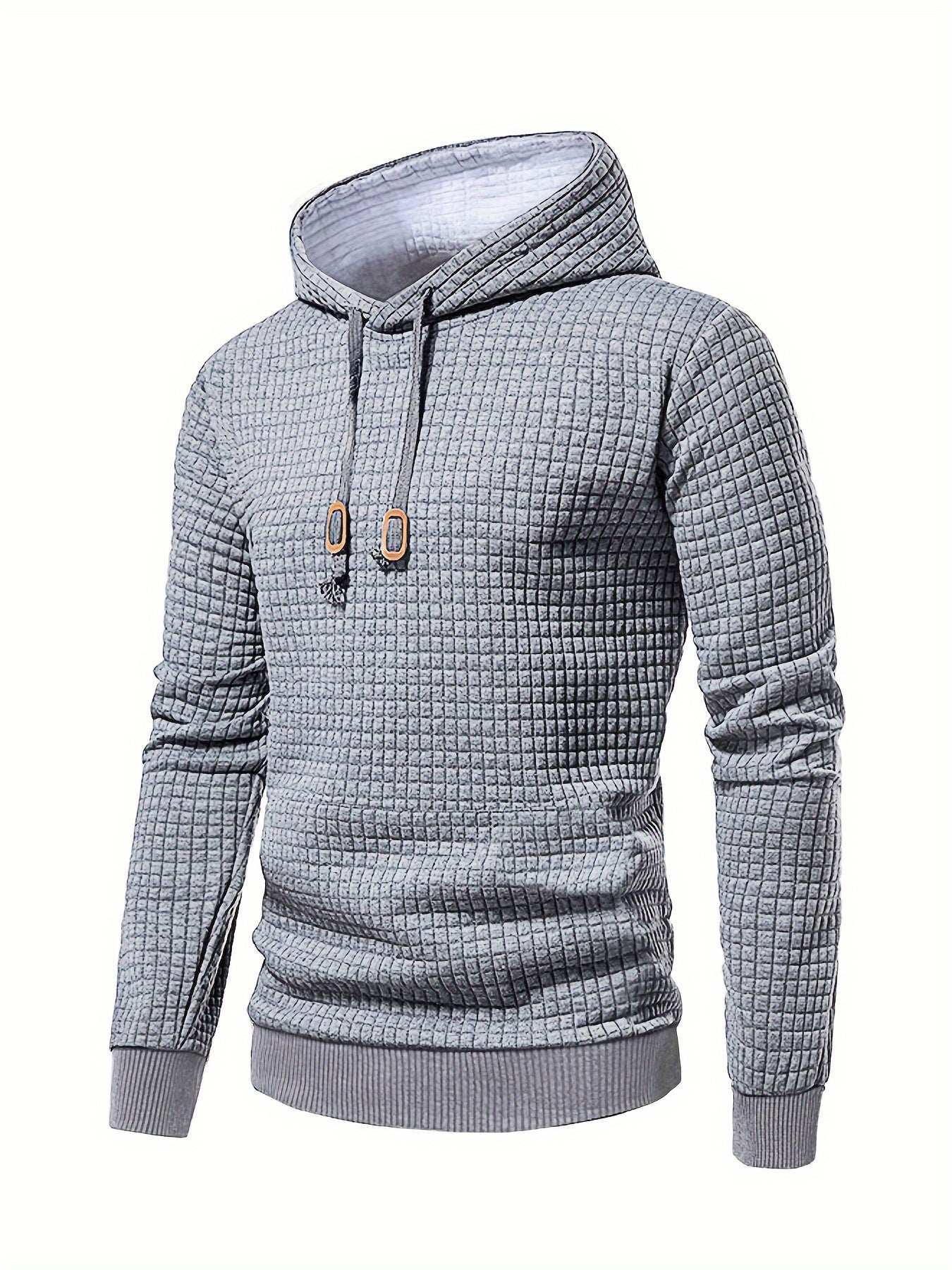 Performance hoodie for men, lightweight with moisture-wicking, textured black fabric and copper zipper detail. Ideal for outdoor activities, running, and casual wear. Long sleeve, polyester