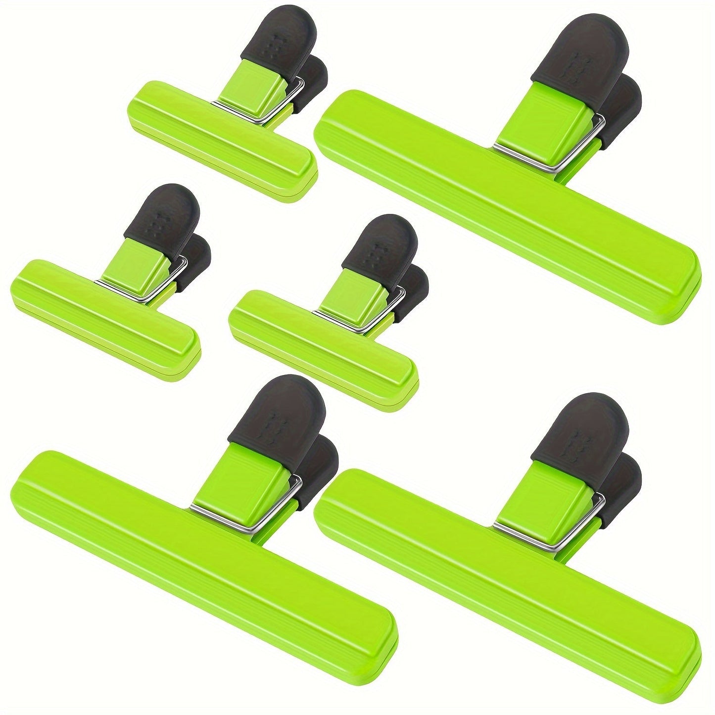 Set of 6 Food Bag Sealing Clips for Moisture-proof Storage. These Reusable and Durable Clamps are perfect for sealing snack bags, photos, and chip bags at home, in the office, or at school. Ideal for home organizers and storage solutions. A must-have