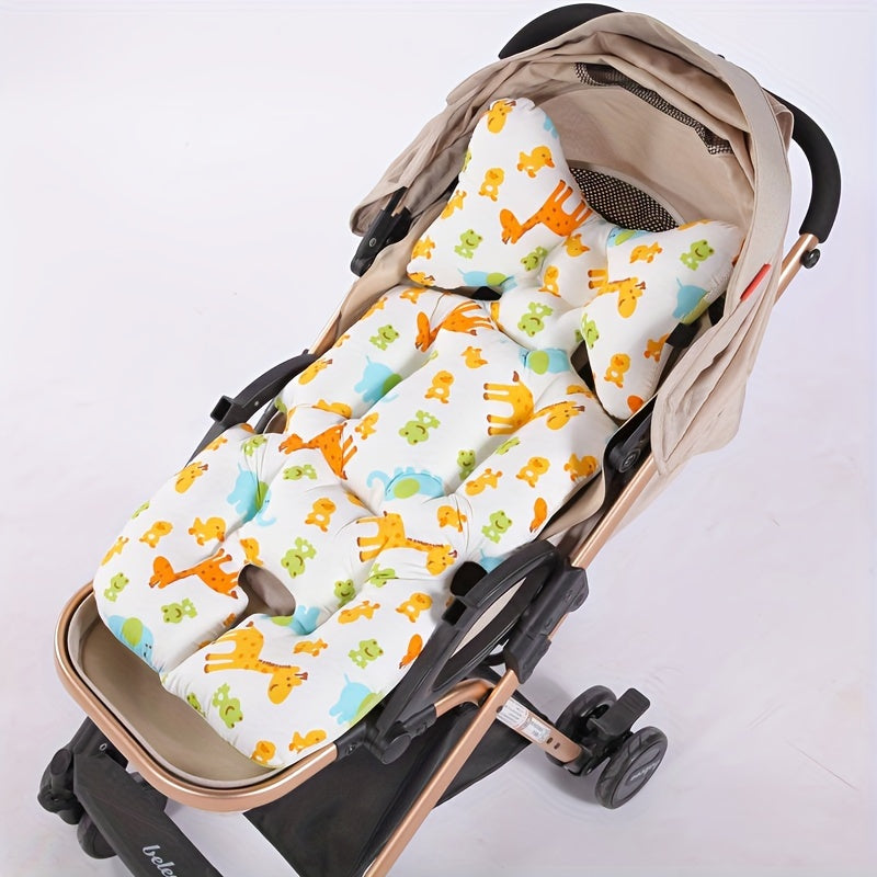 Cushioned Cotton Pad for Stroller with Cute Cartoon Design, Chair Cushion with Thickened Padding, Seat Cushion for Stroller