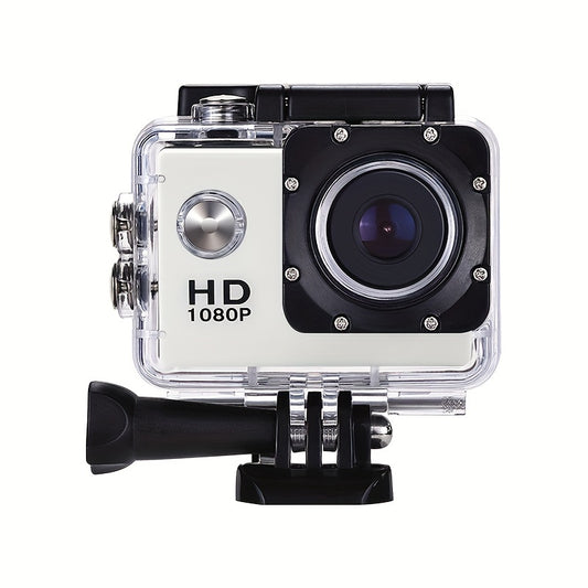 High-definition outdoor sports camera for diving, climbing, aerial videos, and on-board use on motorcycles and bicycles, as well as underwater recording.