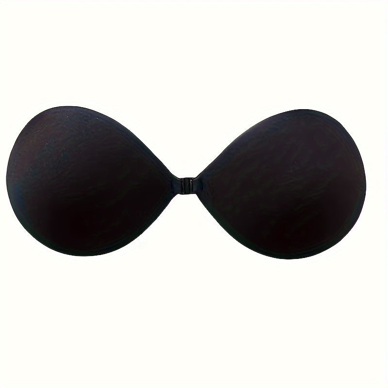 Plus size, strapless, self-adhesive push-up bra with front closure for backless comfort.