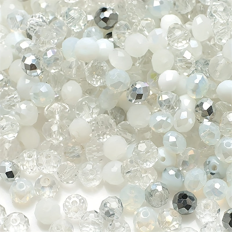 500 pieces of imitation crystal glass beads, measuring 4mm and featuring a faceted round design. These spacer beads come with a hole, perfect for creating your own bracelets, necklaces, earrings, and other DIY jewelry crafting projects.