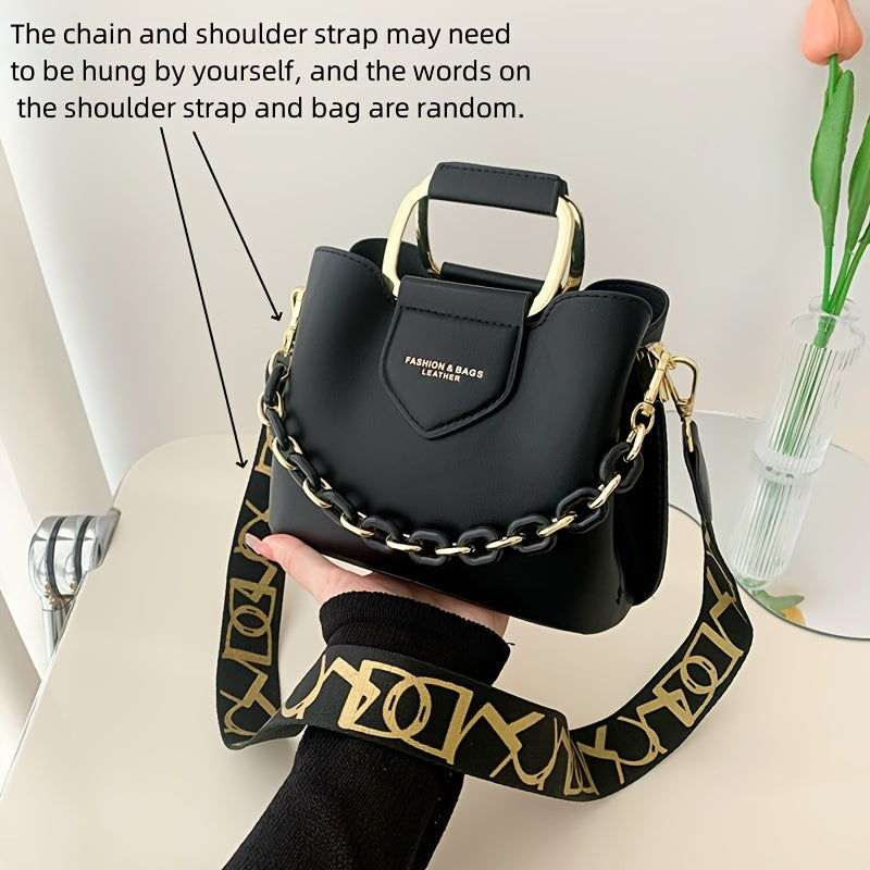 Women's fashion bucket bag with removable strap, magnetic closure, polyester lining, stain resistant, trendy Korean style for Autumn/Winter in mixed color.