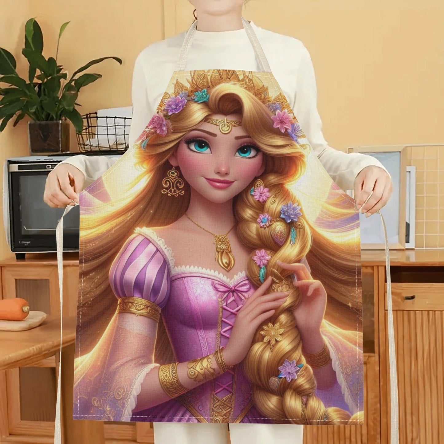 Durable Polyester Disney Elsa Waterproof Apron featuring Vibrant Cartoon Princess Design; Perfect for Kitchen, Restaurants, Cafes, and Home Use