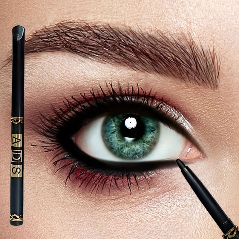 3 black waterproof eyeliner pencils with easy twist application, sweatproof and smudge-proof for flawless eye makeup.