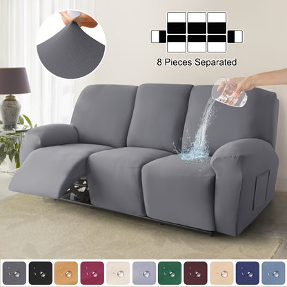 8-piece waterproof milk sofa slipcover set for summer, ideal for protecting furniture in home and office décor.